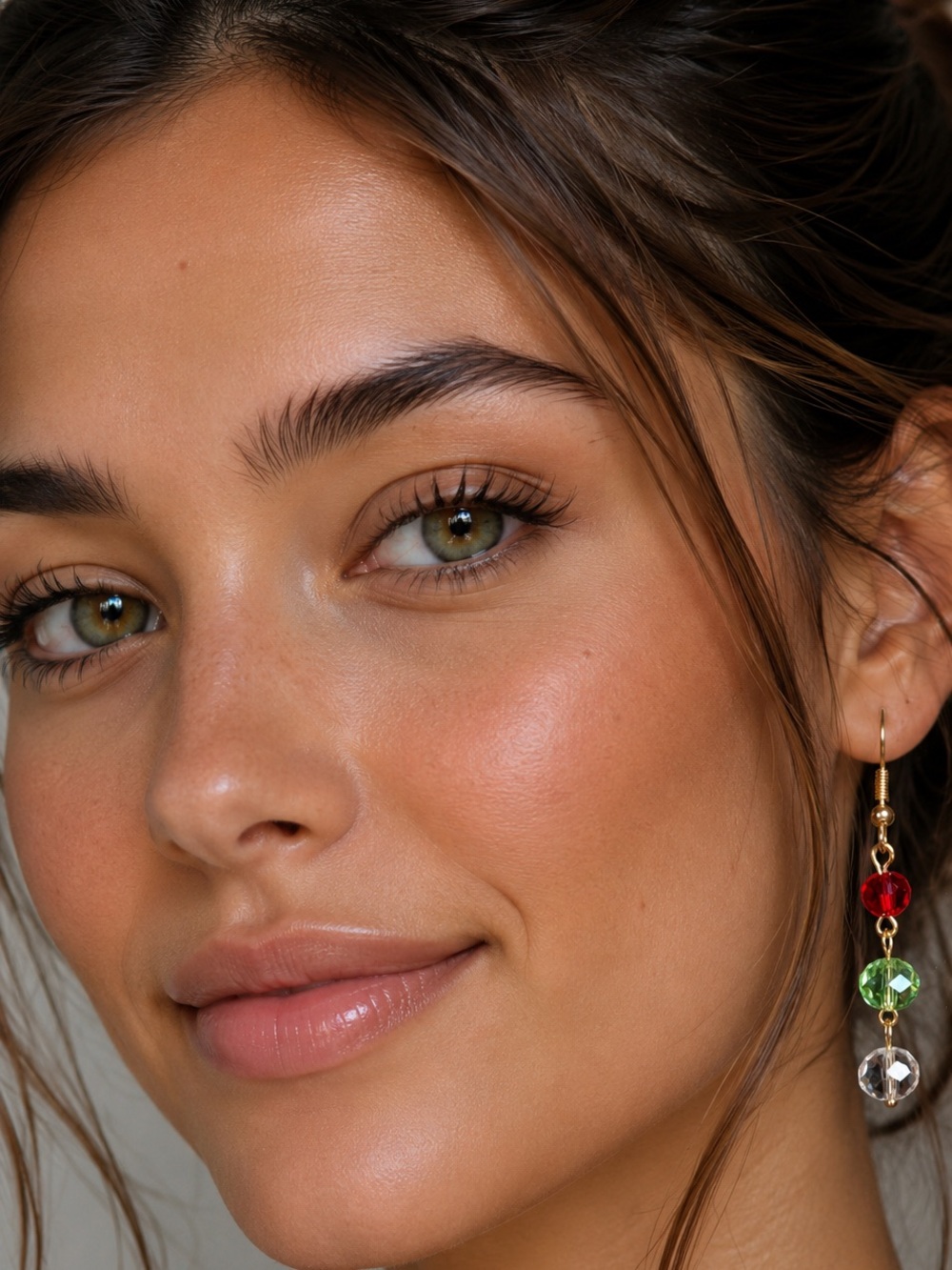 Gold-Tone Red, Green & Clear Crystal Drop Earrings